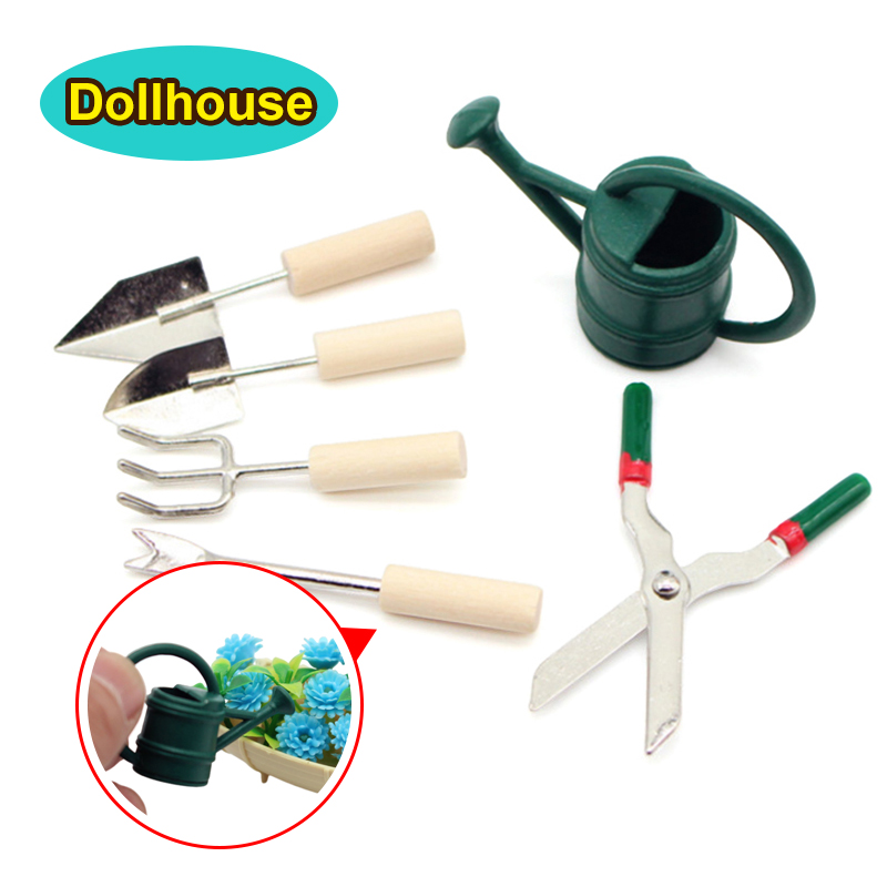 Gardening Tools Vegetables - 1/12 ドールハウスシミュレーションじょうろスパデはさみセットドールハウスミニチュアガーデニングツールドールハウスマイクロ風景装飾